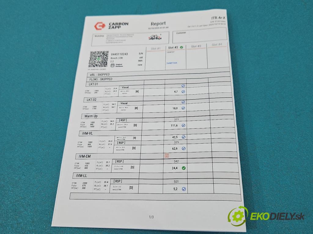 Alfa romeo 159 1.9 jtd 150 HP manual 110 kW 1910 cm3 5- vstrek 0445110243 (Vstrekovač paliva)