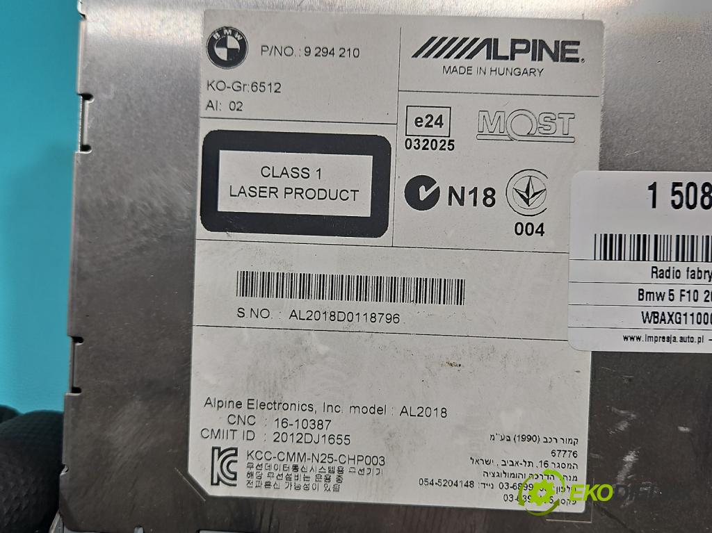 Bmw 5 F10 2010-2017 2.0b 184hp automatic 135 kW 1997 cm3 4- Radio originál 9294210