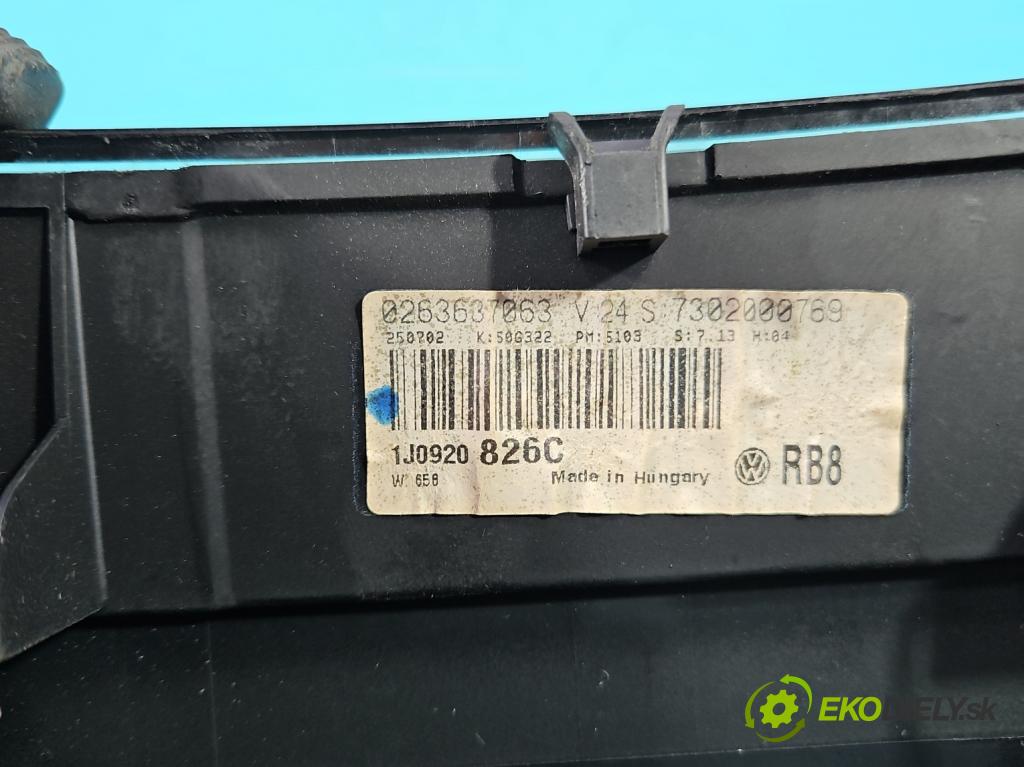 Vw Golf IV 1997-2003 1.9 tdi 101 HP manual 74 kW 1896 cm3 5- prístrojovka/ budíky 1J0920826C (Prístrojová doska)