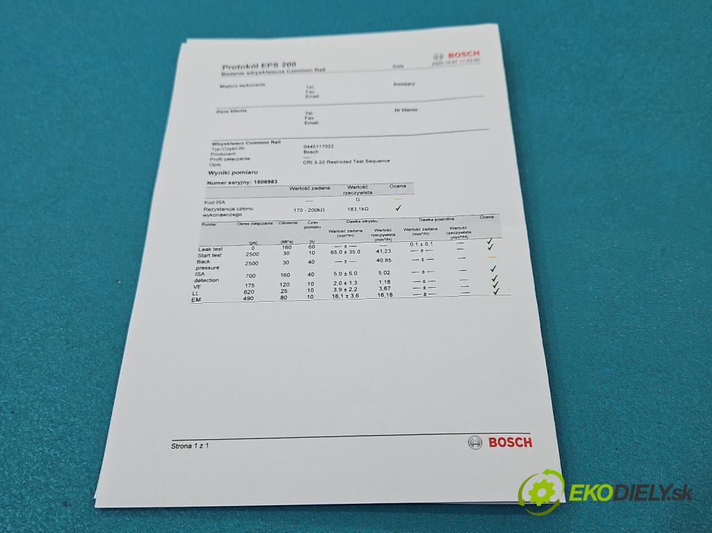 Audi A6 C7 2011-2018 3.0 tdi 204 HP automatic 150 kW 2967 cm3 4- vstrek 0445117022 (Vstrekovač paliva)