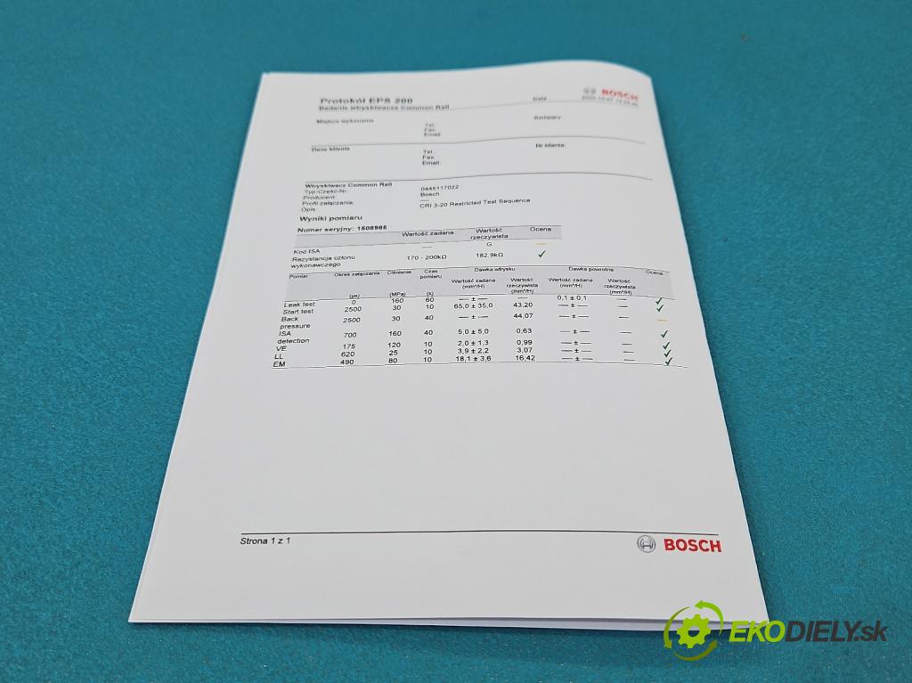 Audi A6 C7 2011-2018 3.0 tdi 204 HP automatic 150 kW 2967 cm3 4- vstrek 0445117022 (Vstrekovač paliva)