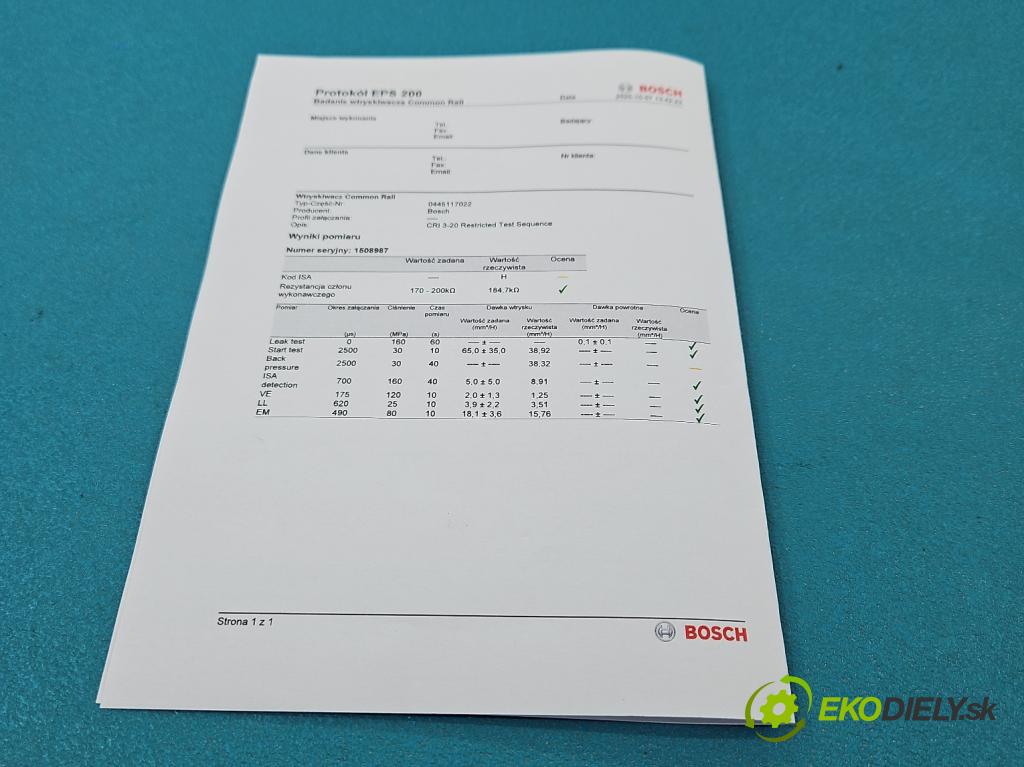 Audi A6 C7 2011-2018 3.0 tdi 204 HP automatic 150 kW 2967 cm3 4- vstrek 0445117022 (Vstrekovač paliva)