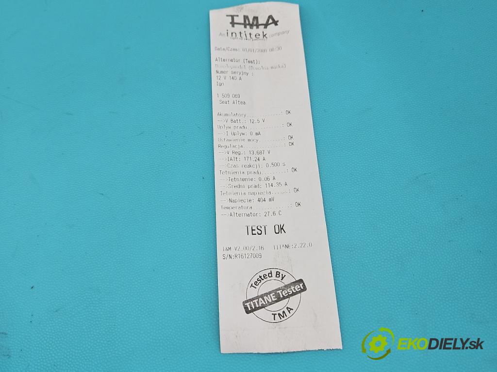 Seat Altea 2.0 tdi 140 HP automatic 103 kW 1968 cm3 5- Alternator 06F903023C (Alternátor)