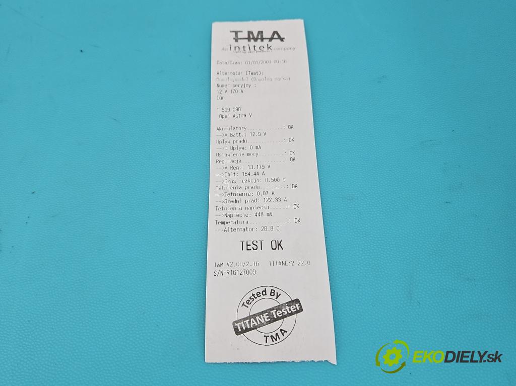 Opel Astra V  2015-2022 1.5 cdti 105 HP manual 77 kW 1496 cm3 5- Alternator 39218015 (Alternátor)