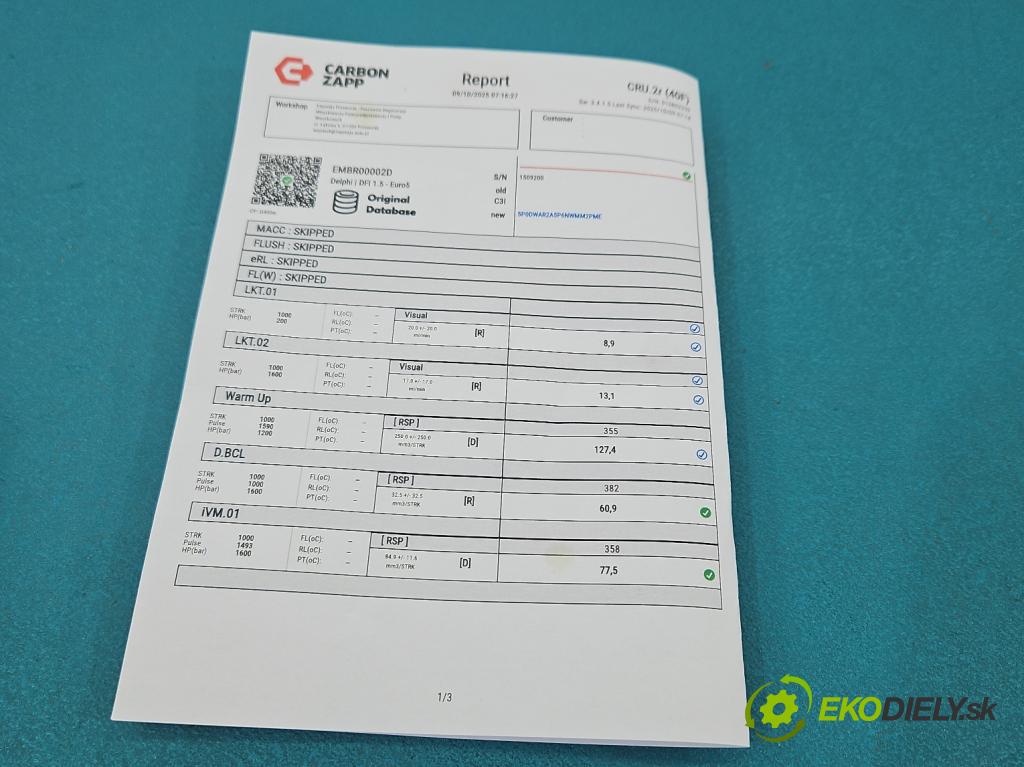 Mercedes E W212 2009-2016 2.2 CDI 136hp automatic 100 kW 2143 cm3 5- vstřikovač EMBR00002D (Vstřikovač paliva)