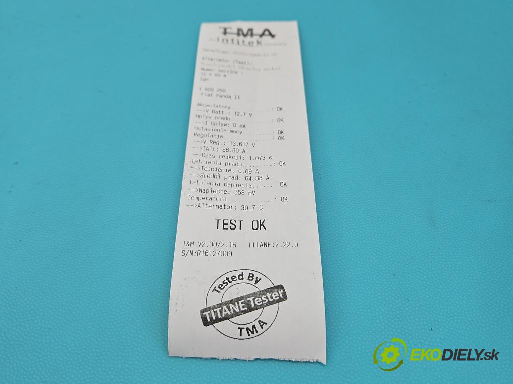 Fiat Panda II 2003-2012 1.1 54 HP manual 40 kW 1108 cm3 5- Alternator  (Alternátor)