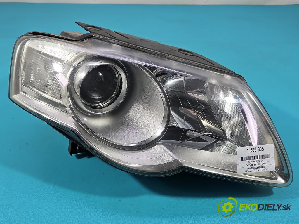 Vw Passat B6 2005-2010 1.9 tdi 105 HP manual 77 kW 1896 cm3 5- Reflektor: pravý 3C0941006J (Svetlo predné pravé)