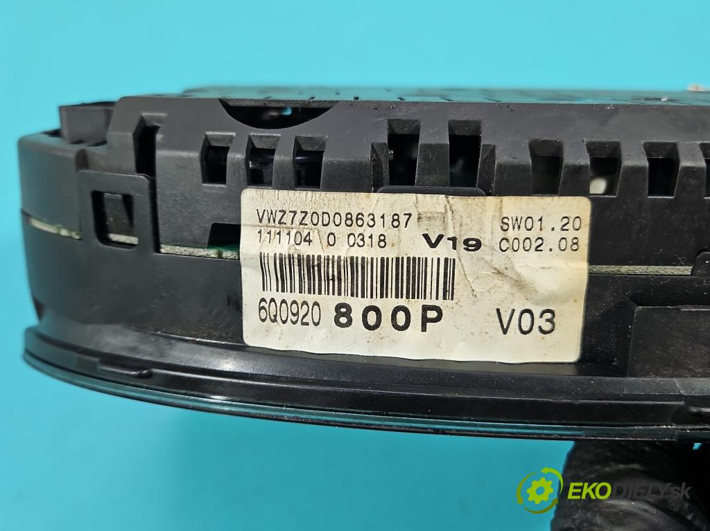 Vw Polo IV 9N 2001-2009 1.2 12V 64 HP manual 47 kW 1198 cm3 5- prístrojovka/ budíky 6Q0920800P (Prístrojová doska)