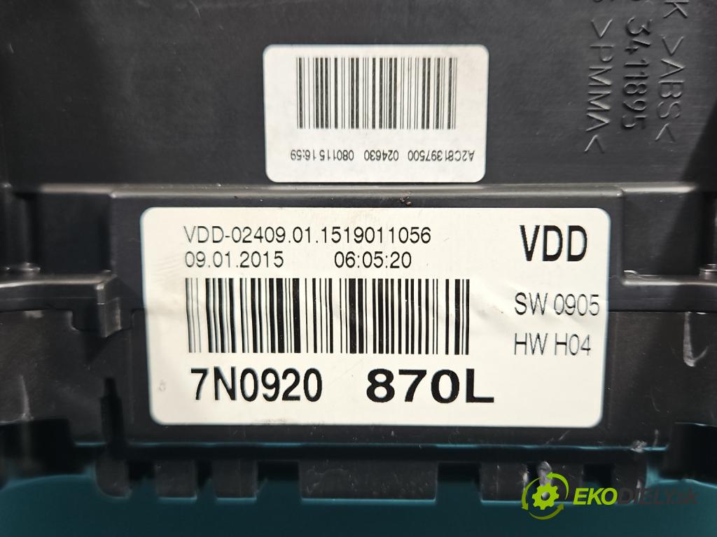 Vw Sharan II 2010-2022 2.0 tdi 177 HP automatic 130 kW 1968 cm3 5- prístrojovka/ budíky 7N0920870L (Prístrojová doska)