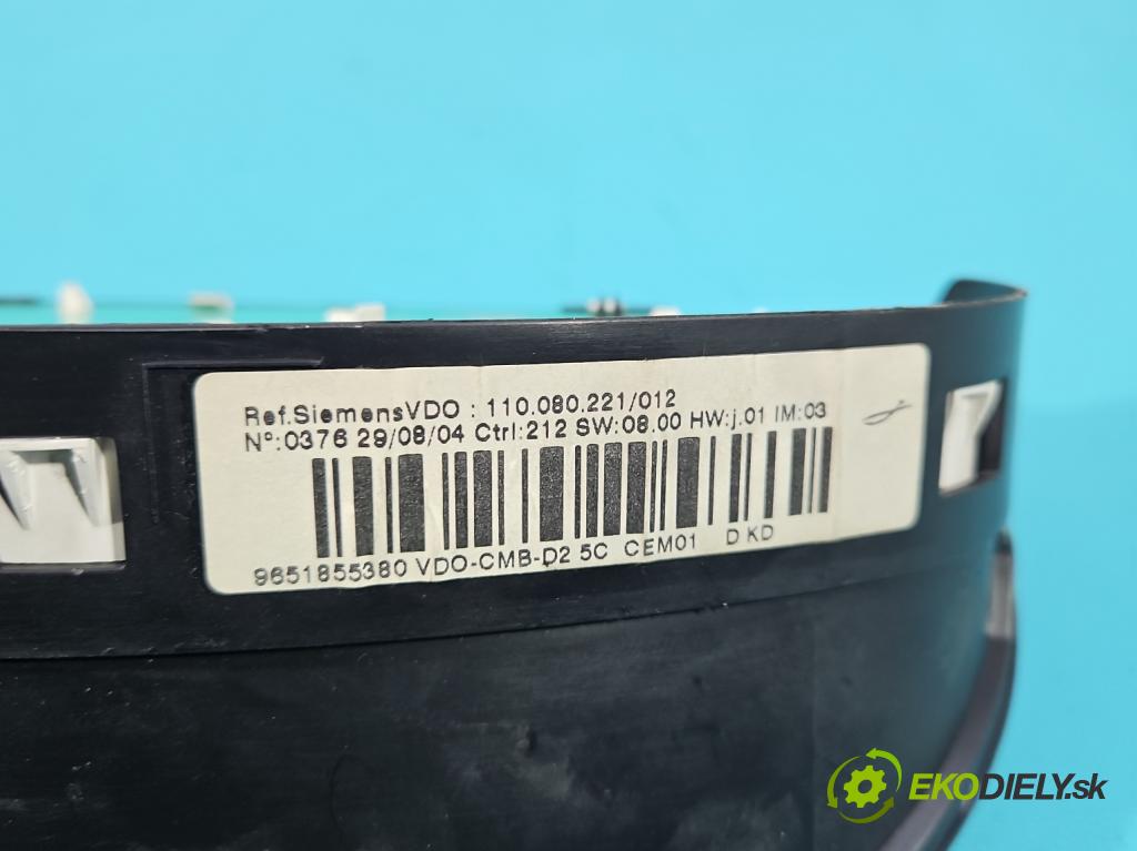 Peugeot 407 2.0d 136 HP manual 100 kW 1997 cm3 4- prístrojovka/ budíky 9651855380 (Prístrojová doska)