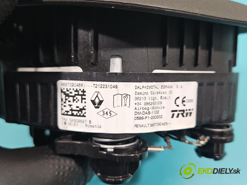 Dacia Sandero III 2020- 1.0 SCe 91KM manual 67 kW 999 cm3 5- Polštář: vzduch: Řidič: 985709046R (Airbag)