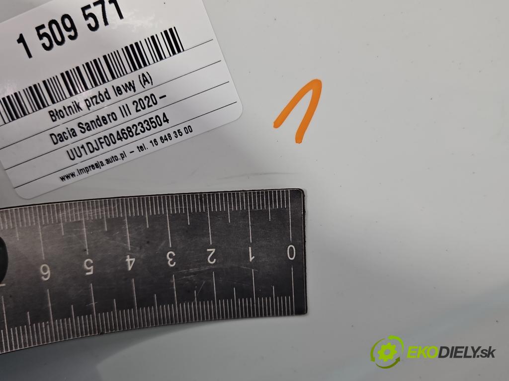 Dacia Sandero III 2020- 1.0 SCe 480) 91KM manual 67 kW 999 cm3 5- blatnik přední levý  (Levý přední blatník)