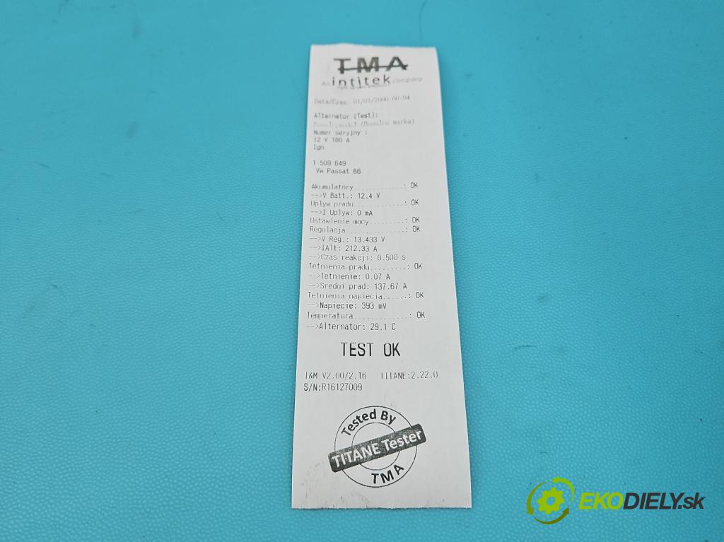 Vw Passat B6 2005-2010 1.9 tdi 105 HP manual 77 kW 1896 cm3 5- Alternator 021903026L (Alternátor)