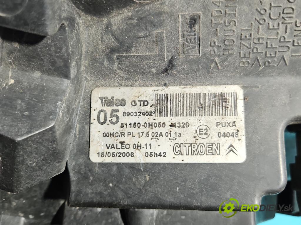 Citroen C1 I 2005-2014 1.0 68 HP manual 50 kW 998 cm3 5- Reflektor: ľavý 81150-0H050 (Kľučka dverí ostatné)