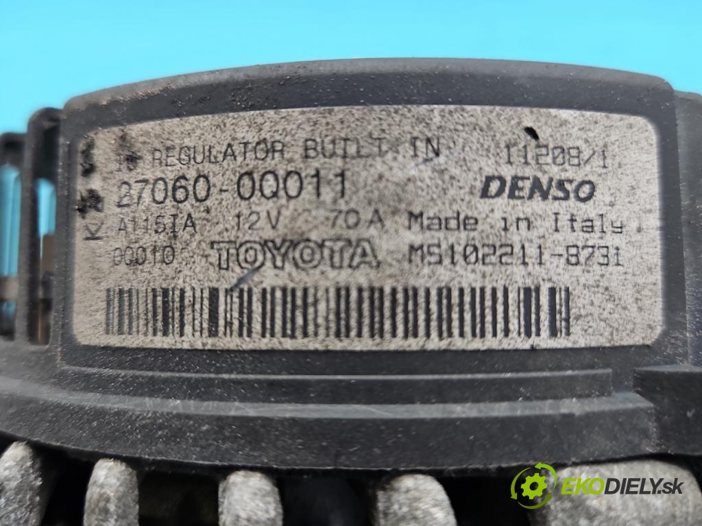 Citroen C1 I 2005-2014 1.0 68 HP manual 50 kW 998 cm3 5- Alternator 27060-0Q011 (Alternátor)