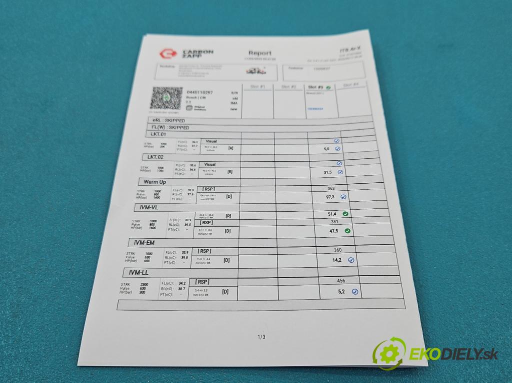 Peugeot 308 I 2007-2013 1.6 HDI 109 HP manual 80 kW 1560 cm3 3- vstrek 0445110297 (Vstrekovač paliva)