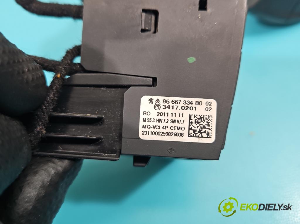 Peugeot 508 I 2010-2018 1.6 hdi 111KM manual 82 kW 1560 cm3 4- prepínač multifunkční: řízení: 9666733480 (Prepínacie páčky pod volantom)