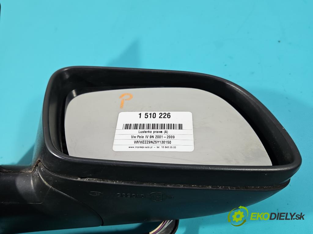 Vw Polo IV 9N 2001-2009 1.2 12V BME 64 HP manual 47 kW 1198 cm3 5- zrkadlo pravé  (Kľučka dverí ostatné)