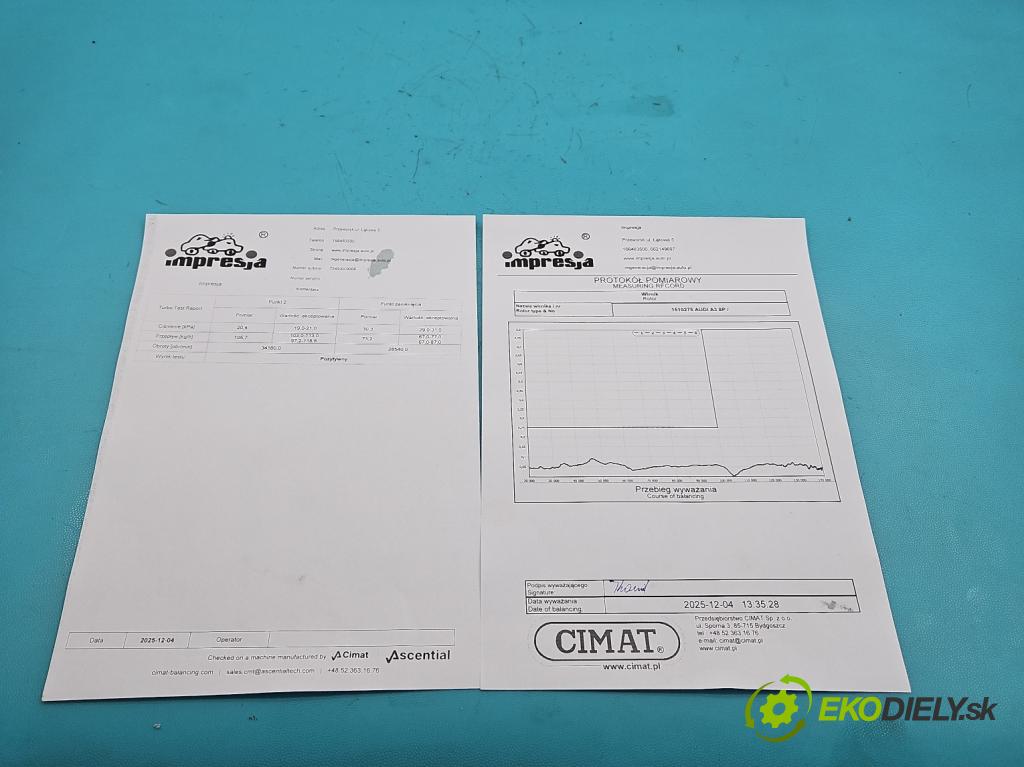 Audi A3 8P 2003-2012 2.0 tdi 140 HP manual 103 kW 1968 cm3 3- turbodúchadlo, turbo repasovaná 724930-6