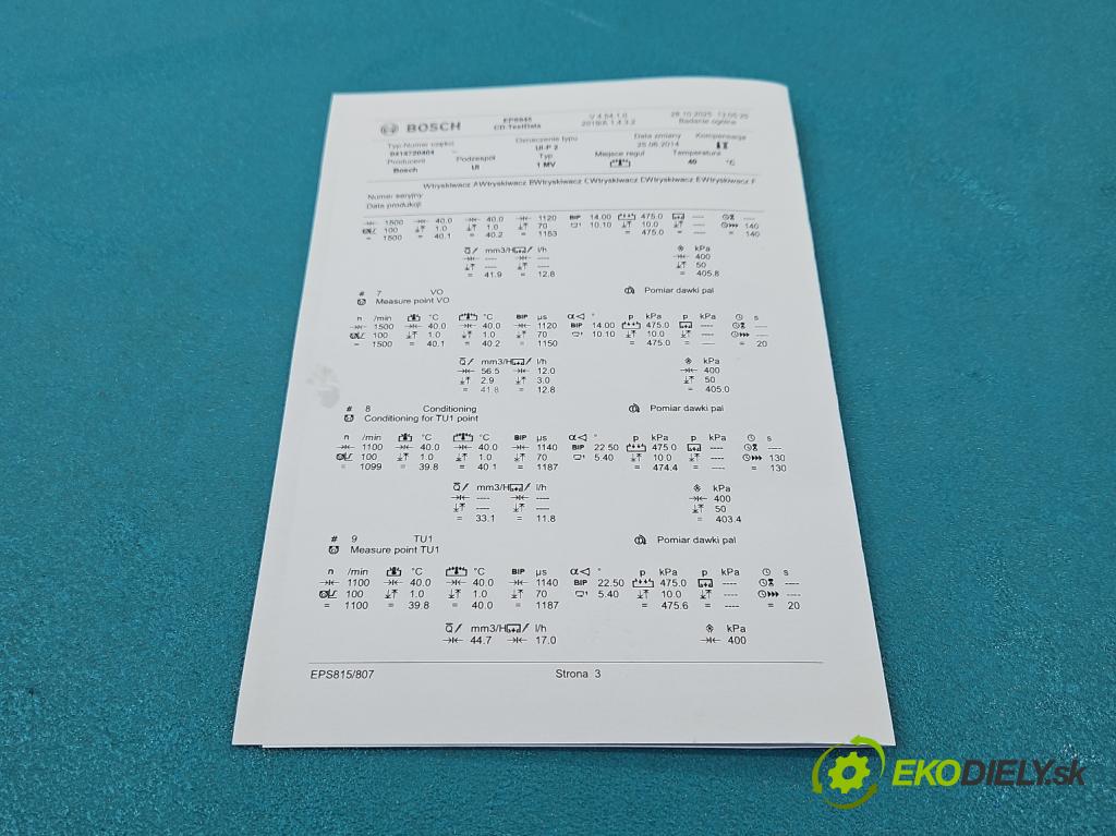 Audi A3 8P 2003-2012 2.0 tdi 140 HP manual 103 kW 1968 cm3 3- vstrekovacie čerpadlo 0414720404 (Vstrekovač paliva)