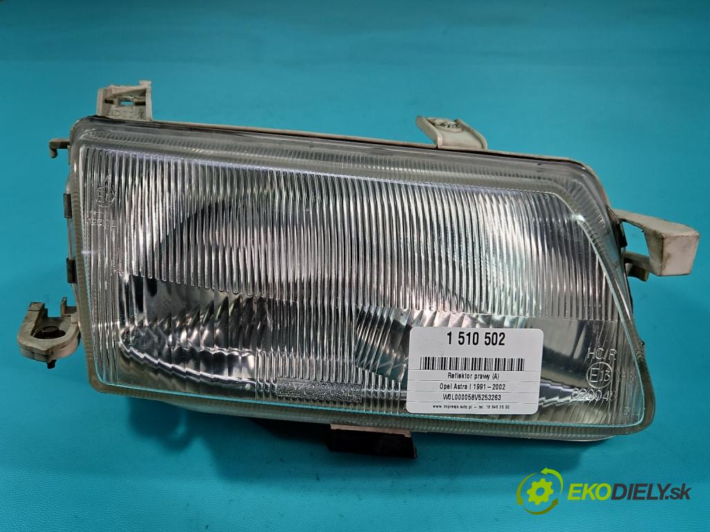 Opel Astra I 1991-2002 1.4 60 HP manual 44 kW 1389 cm3 5- Reflektor: pravý  (Svetlo predné pravé)