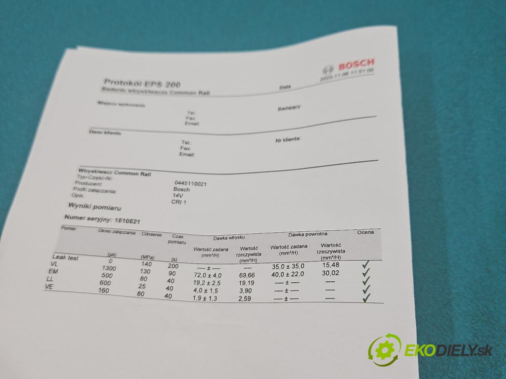 Renault Laguna II 2001-2007 1.9 dci 120 HP manual 88 kW 1870 cm3 5- vstrek 0445110021 (Vstrekovač paliva)
