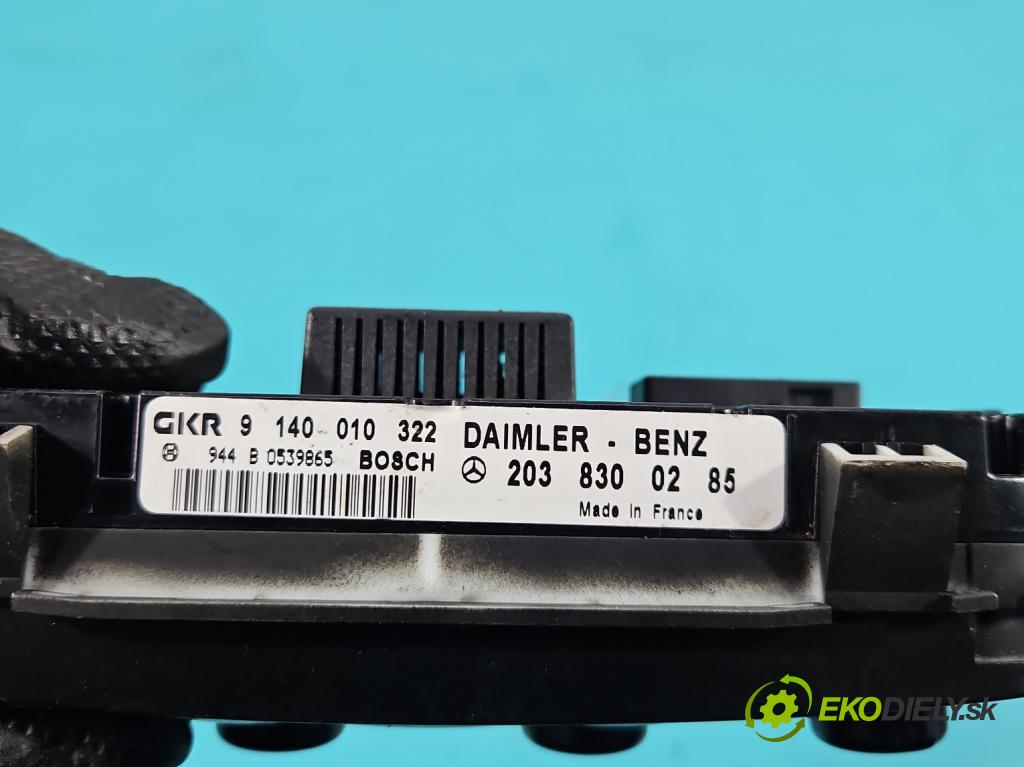 Mercedes C W203 2000-2007 2.0 kompressor 163 hp manual 120 kW 1998 cm3 3- palubní deska panel topení 2038300285