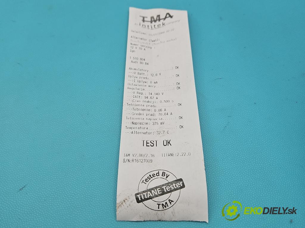 Audi 80 B4 1991-1994 1.9 tdi 90 HP manual 66 kW 1896 cm3 5- Alternator 028903025A (Alternátor)