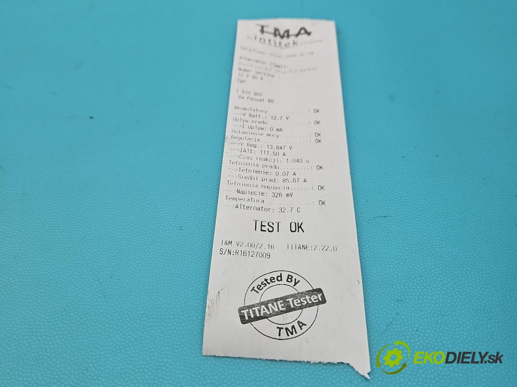 Vw Passat B5 1995-2005 1.8 20V 125 HP manual 92 kW 1781 cm3 4- Alternator 058903016E (Alternátor)