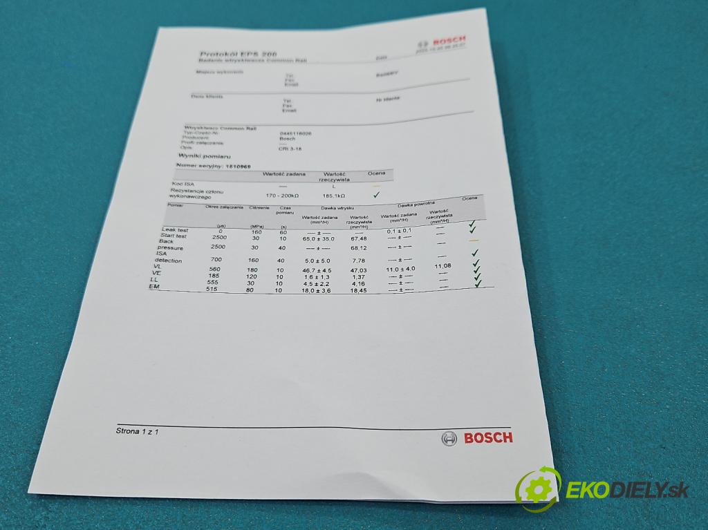 Mercedes CLS II C218 2010-2018 3.0 cdi (642853) 265KM automatic 195 kW 2987 cm3 4- vstrek 0445116026 (Vstrekovač paliva)