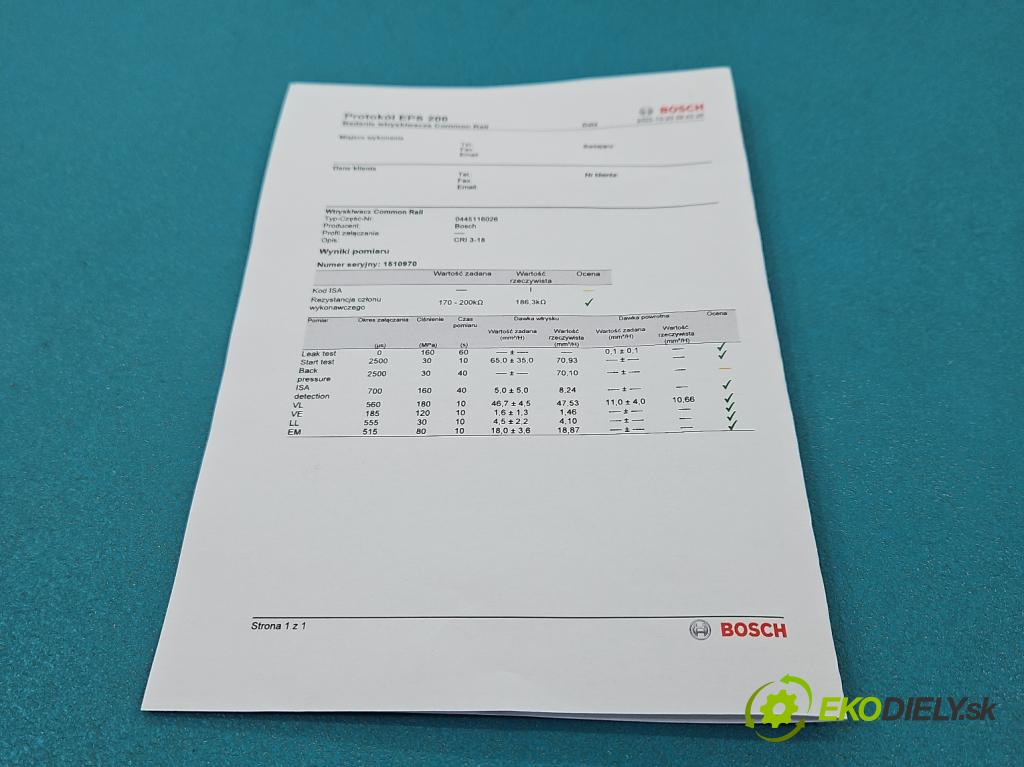 Mercedes CLS II C218 2010-2018 3.0 cdi (642853) 265KM automatic 195 kW 2987 cm3 4- vstrek 0445116026 (Vstrekovač paliva)