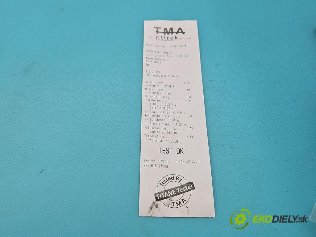 Mercedes CLS II C218 2010-2018 3.0 cdi (642853) 265KM automatic 195 kW 2987 cm3 4- Alternator H543289A (Alternátor)