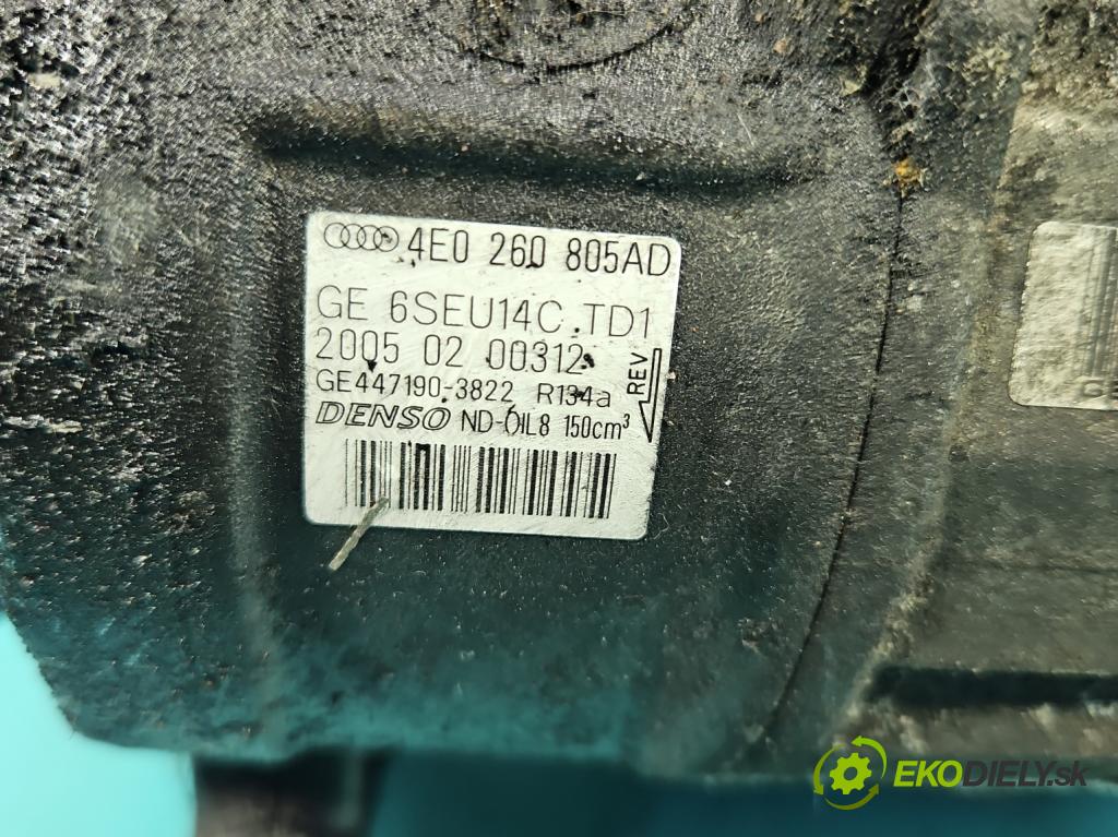 Audi A8 D3 2002-2009 3.0 tdi 232KM automatic 171 kW 2967 cm3 4- Kompresor: klimatizácie 4E0260805AD (Kompresor klimatizácie)