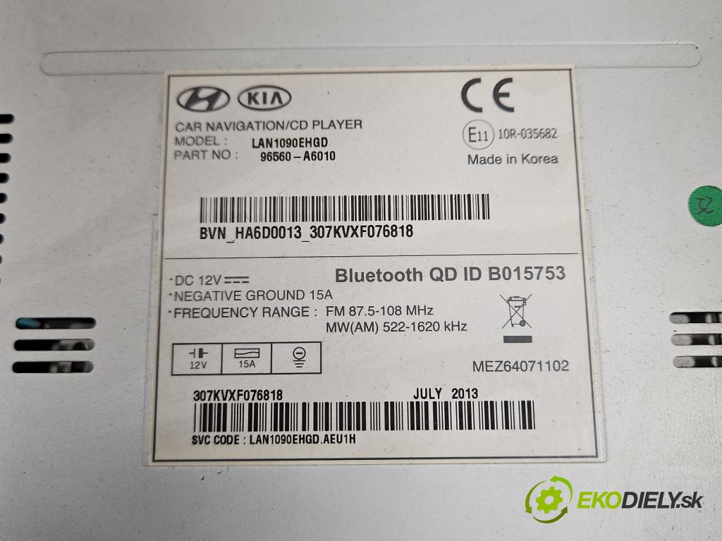 Hyundai I30 II 2012-2016 1.4 16V 100 HP manual 73.2 kW 1396 cm3 5- Radio originál 96560-A6010