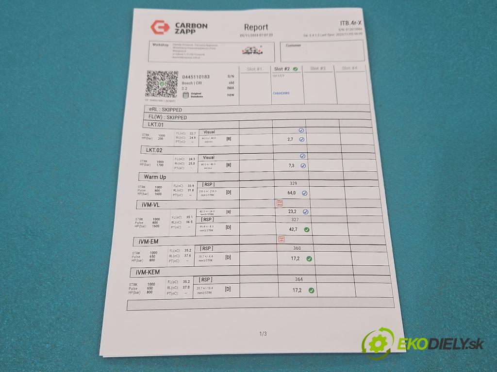 Opel Corsa D 2006-2014 1.3 cdti 75 HP manual 55 kW 1248 cm3 5- vstrek 0445110183 (Vstrekovač paliva)