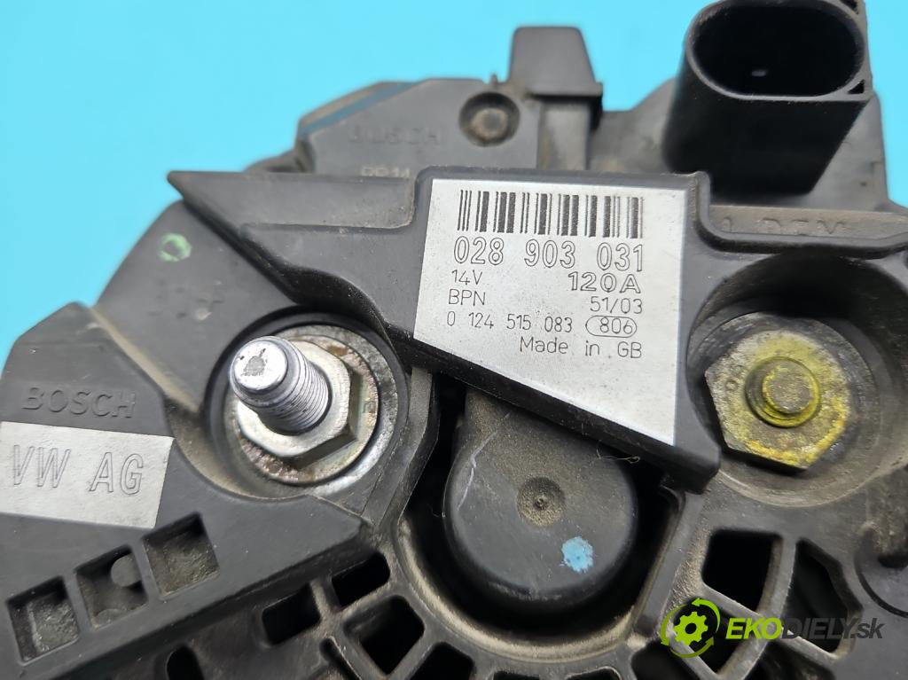 Vw Passat B5 1995-2005 1.9 tdi 101 HP manual 74 kW 1896 cm3 5- Alternator 028903031 (Alternátor)