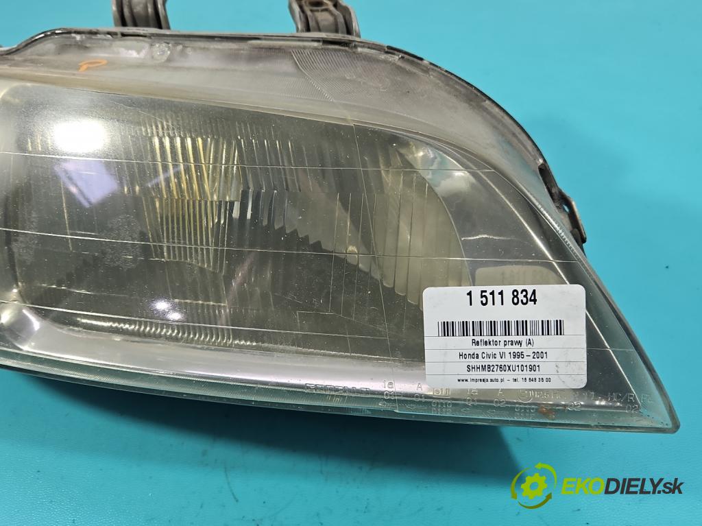 Honda Civic VI 1995-2001 1.4 16V 90 HP manual 66 kW 1396 cm3 5- Reflektor: pravý  (Svetlo predné pravé)