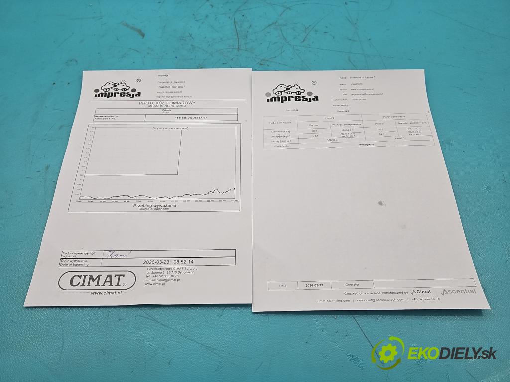 Vw Jetta V 2005-2010 1.9 tdi 105 HP manual 77 kW 1896 cm3 4- turbodúchadlo, turbo repasovaná 751851-1