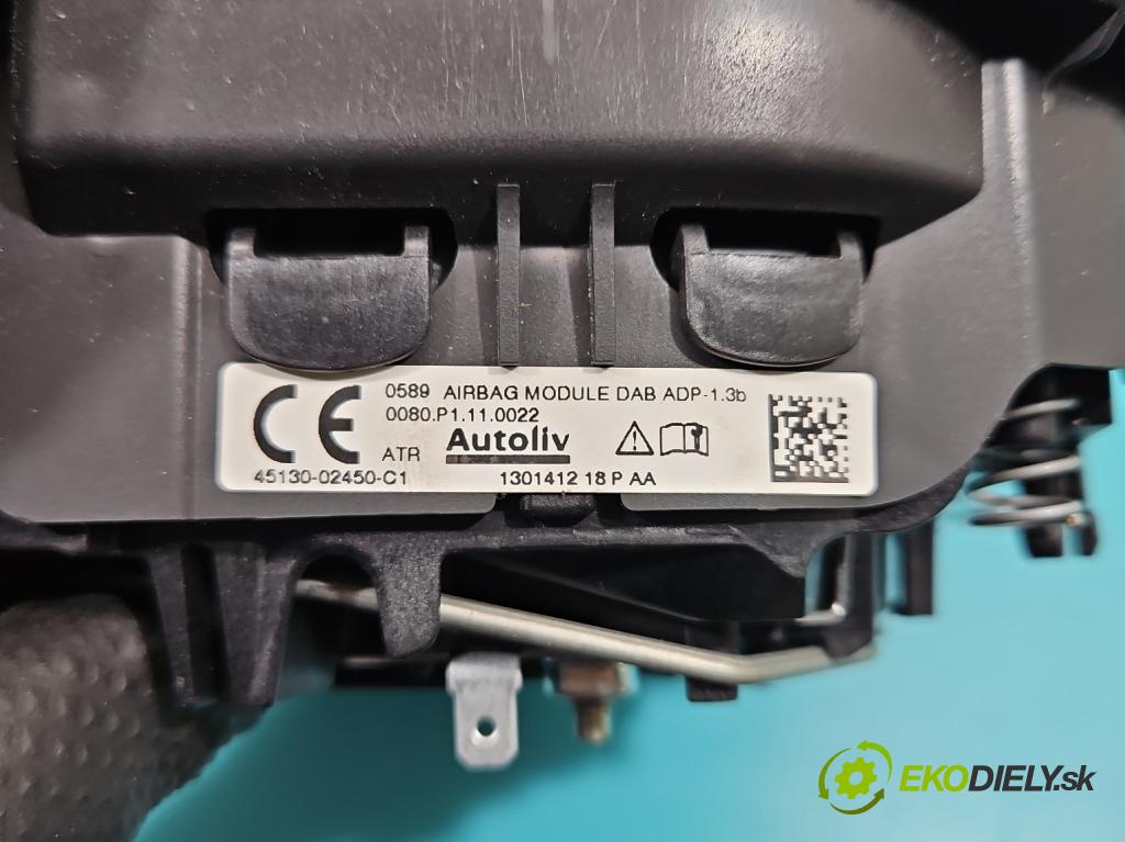 Toyota Auris II 2012-2018 1.6 16V 132  HP manual 97 kW 1598 cm3 5- airbag vzduch: Řidiči: 45130-02450-C1 (Airbag)