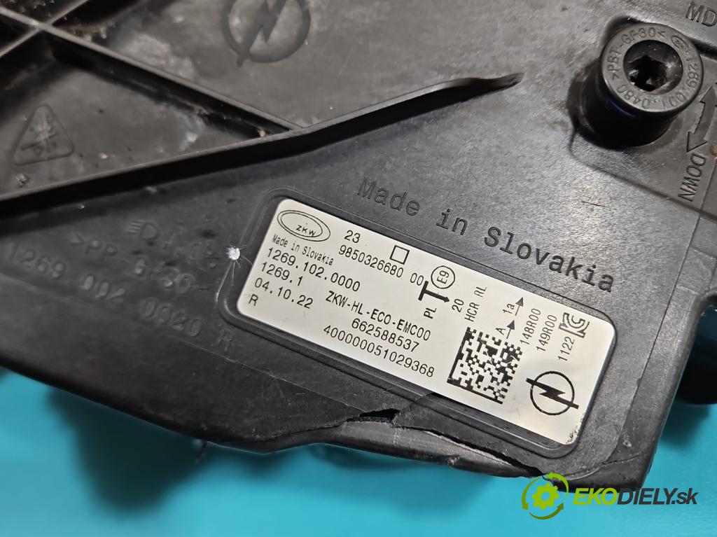 Opel Astra VI 2022- 1.5 cdti 131 HP manual 96 kW 1499 cm3 5- Reflektor: pravý 9850326680 (Svetlo predné pravé)