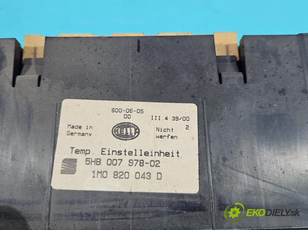 Seat Leon I 1999-2005 1.9 TDI 110 hp manual 81 kW 1896 cm3 5- palubní deska panel topení 1M0820043D