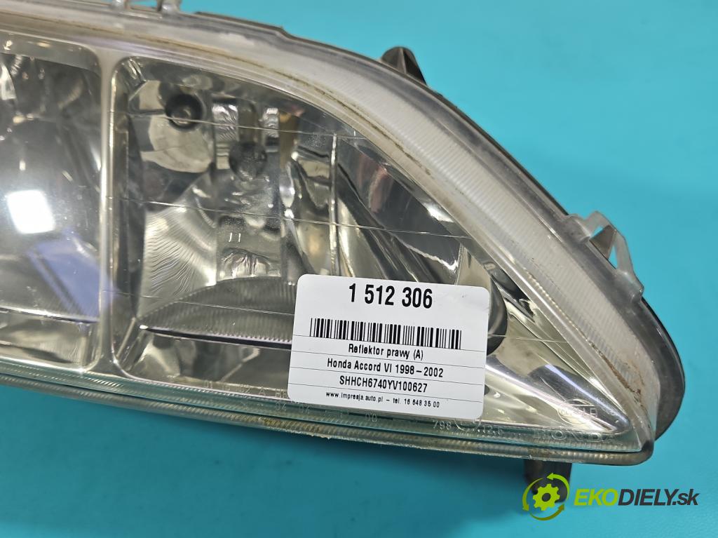 Honda Accord VI 1998-2002 1.8 16V 136 HP manual 100 kW 1850 cm3 5- Reflektor: pravý  (Svetlo predné pravé)