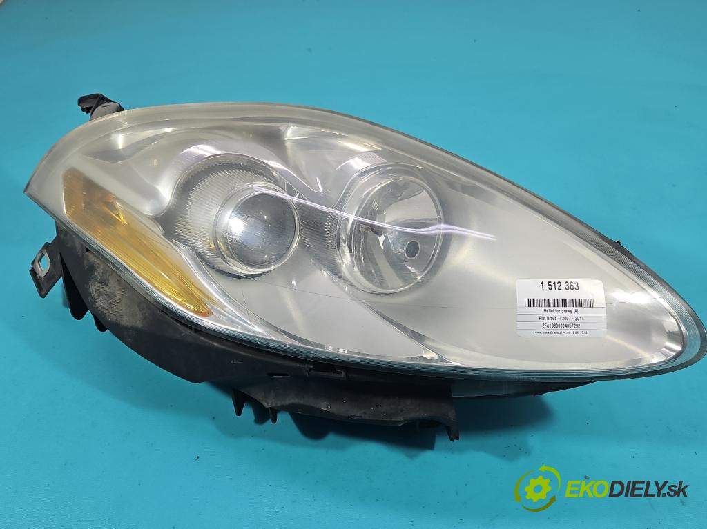 Fiat Bravo II 2007-2014 1.9 jtd 150 HP manual 110 kW 1910 cm3 5- Reflektor: pravý 51757534 (Svetlo predné pravé)