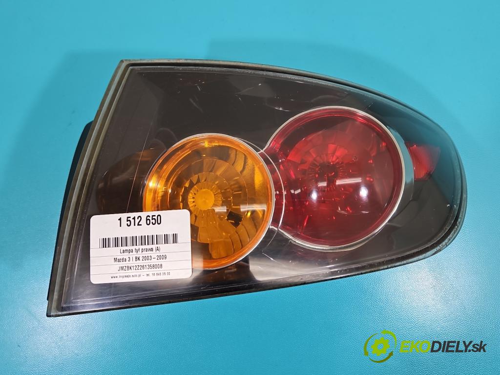 Mazda 3 I BK 2003-2009 1.6 16V (Z6): 105 hp manual 77 kW 1598 cm3 4- světlo zadní pravé P2688 (Klika dveří ostatní)