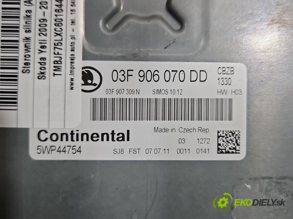 Skoda Yeti 2009-2017 1.2 TSI 105 HP manual 77 kW 1197 cm3 5- riadiaca jednotka motora 03F906070DD
