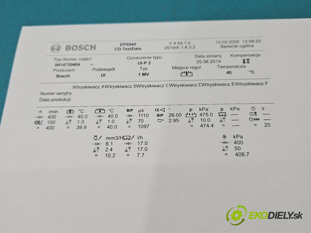 Skoda Octavia II 2004-2013 2.0 tdi 140 HP manual 103 kW 1968 cm3 5- vstrekovacie čerpadlo 0414720404 (Vstrekovač paliva)
