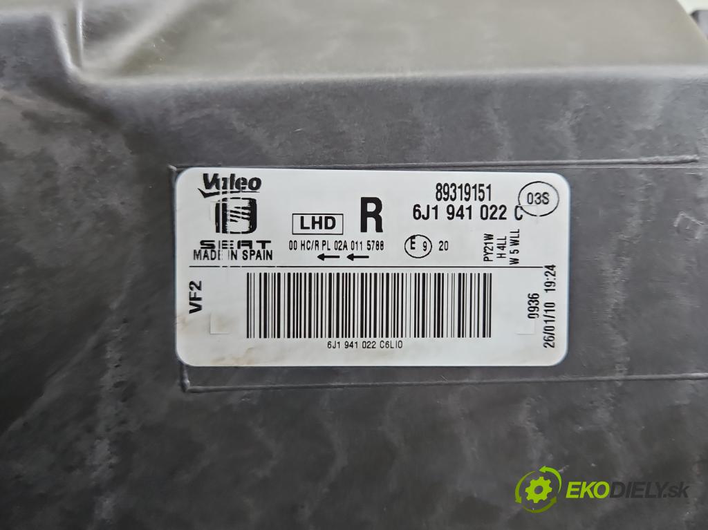 Seat Ibiza IV 6J 2008-2017 1.2 12V 69KM manual 51 kW 1198 cm3 5- Reflektor: pravý 6J1941022C (Svetlo predné pravé)