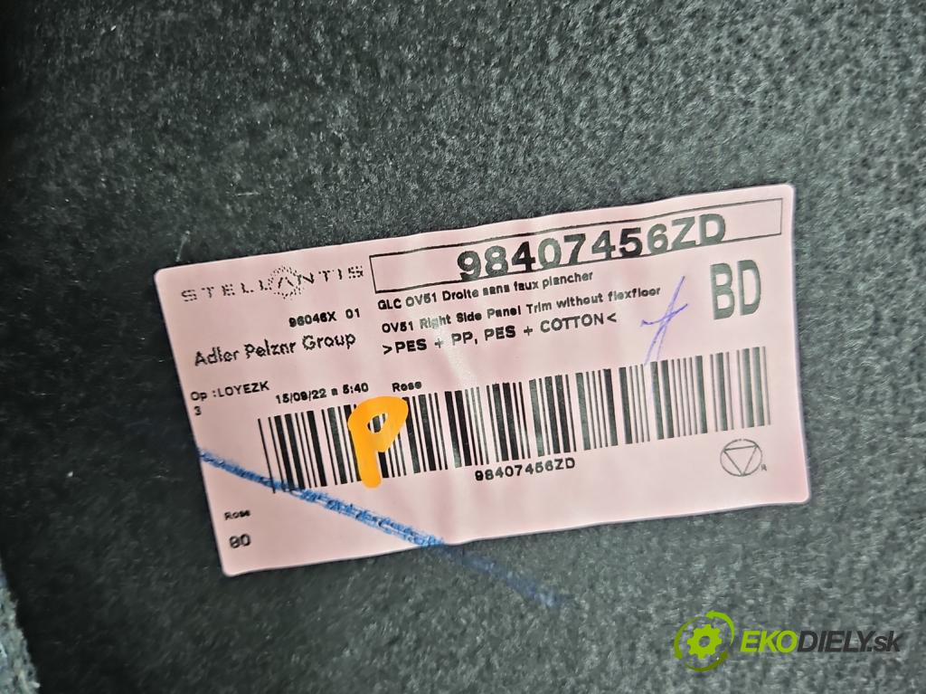 Opel Astra VI 2022- 1.5 cdti 131 HP manual 96 kW 1499 cm3 5- Čalounictví: kufra: pravé 98407456ZD