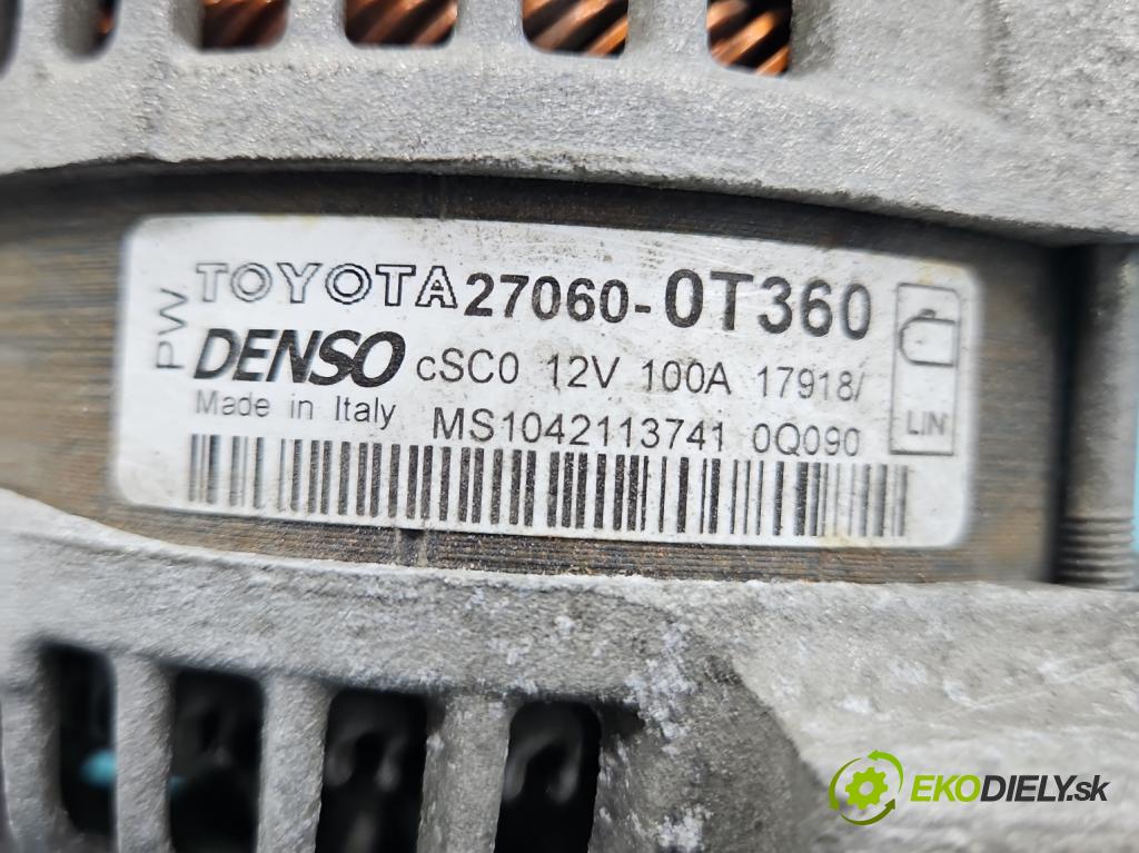 Toyota Auris II 2012-2018 1.6 16V 132  HP manual 97 kW 1598 cm3 5- Alternator 27060-0T360 (Alternátor)