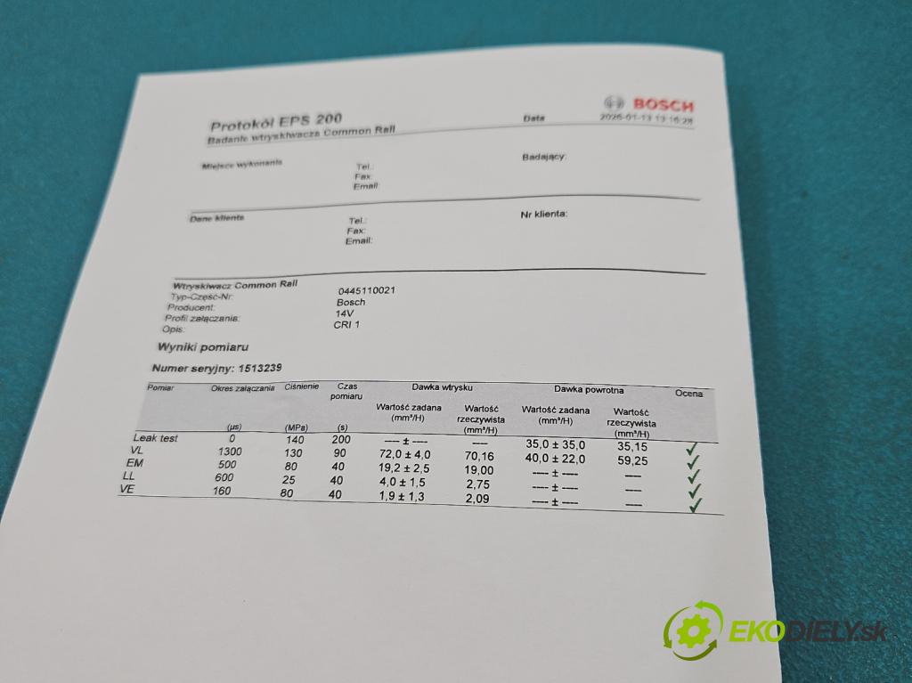 Renault Scenic I 1996-2003 1.9 dci 102 HP manual 75 kW 1870 cm3 5- vstrek 0445110021 (Vstrekovač paliva)